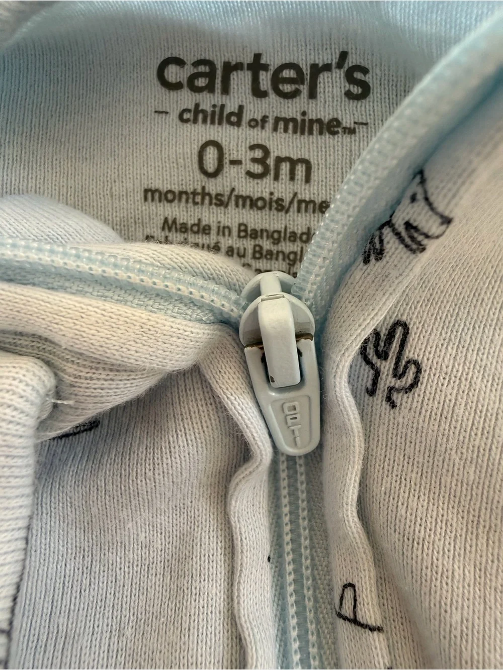 Carter's Light Blue Dino Zip-Front Footed One-Piece